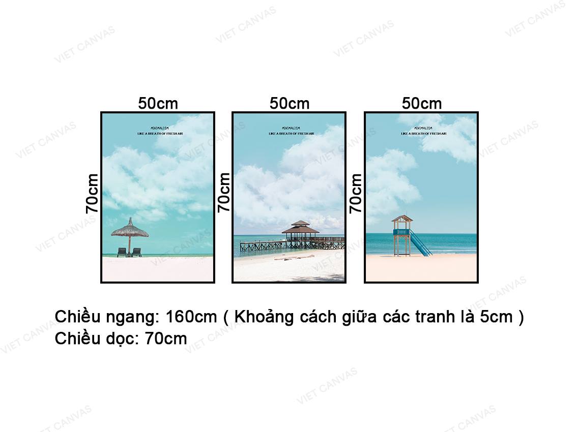 Bộ 3 Tranh The Blue Sky And Beach - NT452