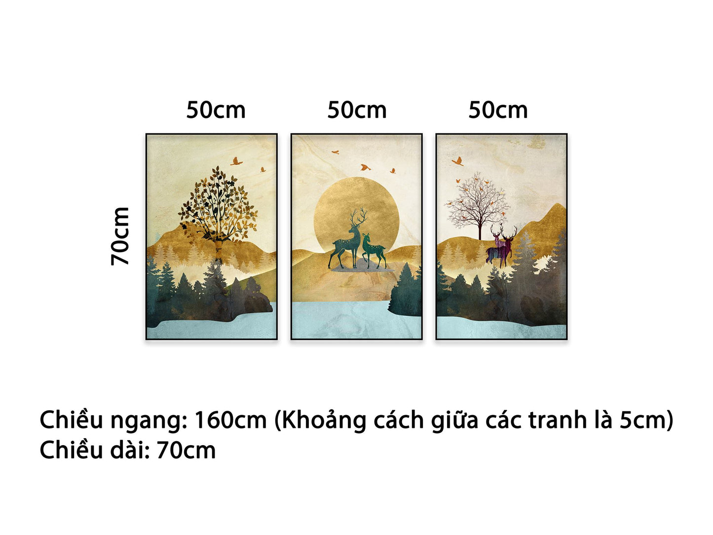 Bộ 3 Tranh Cuộc Sống Loài Hươu Trong Rừng - NT483