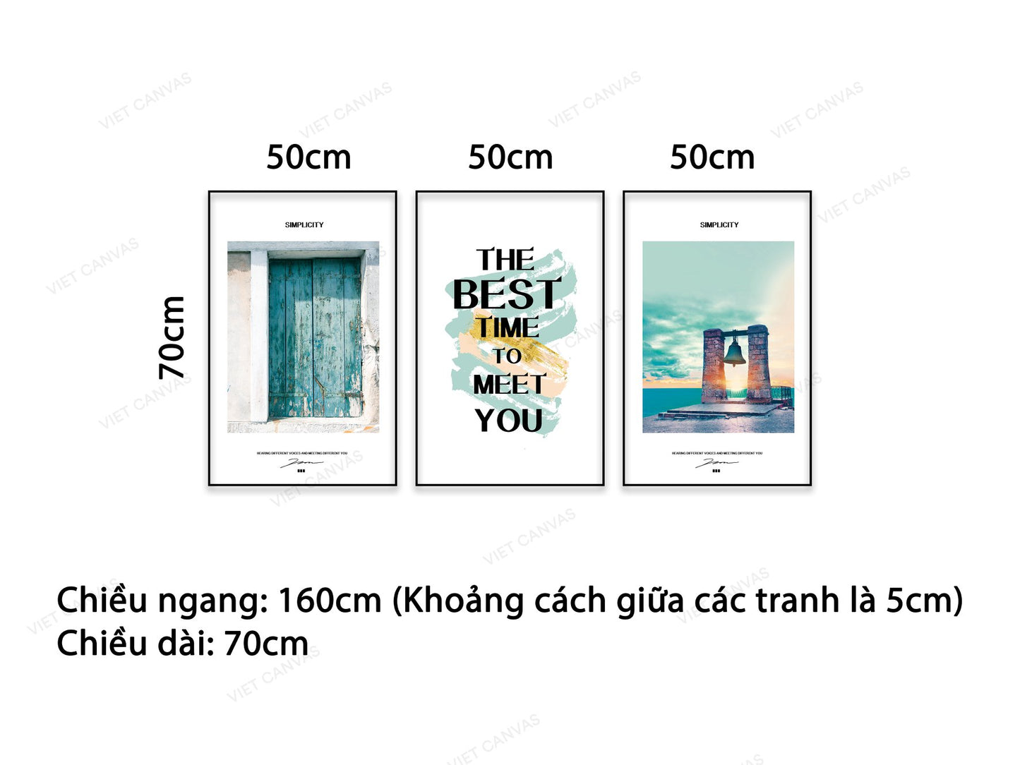 Bộ 3 Tranh Khung Cửa Sổ, Chuông Trời Và Quotes The Best Time To Meet You - NT503