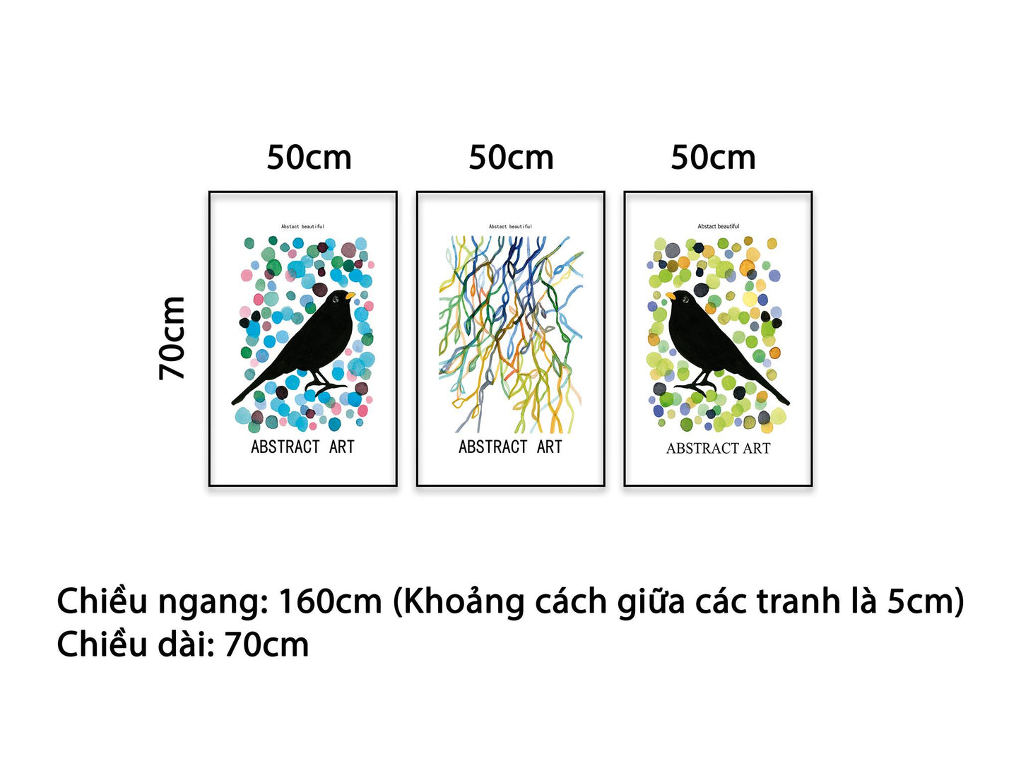 Bộ 3 Tranh Đôi Chim Sáo Và Trừu Tượng - NT467