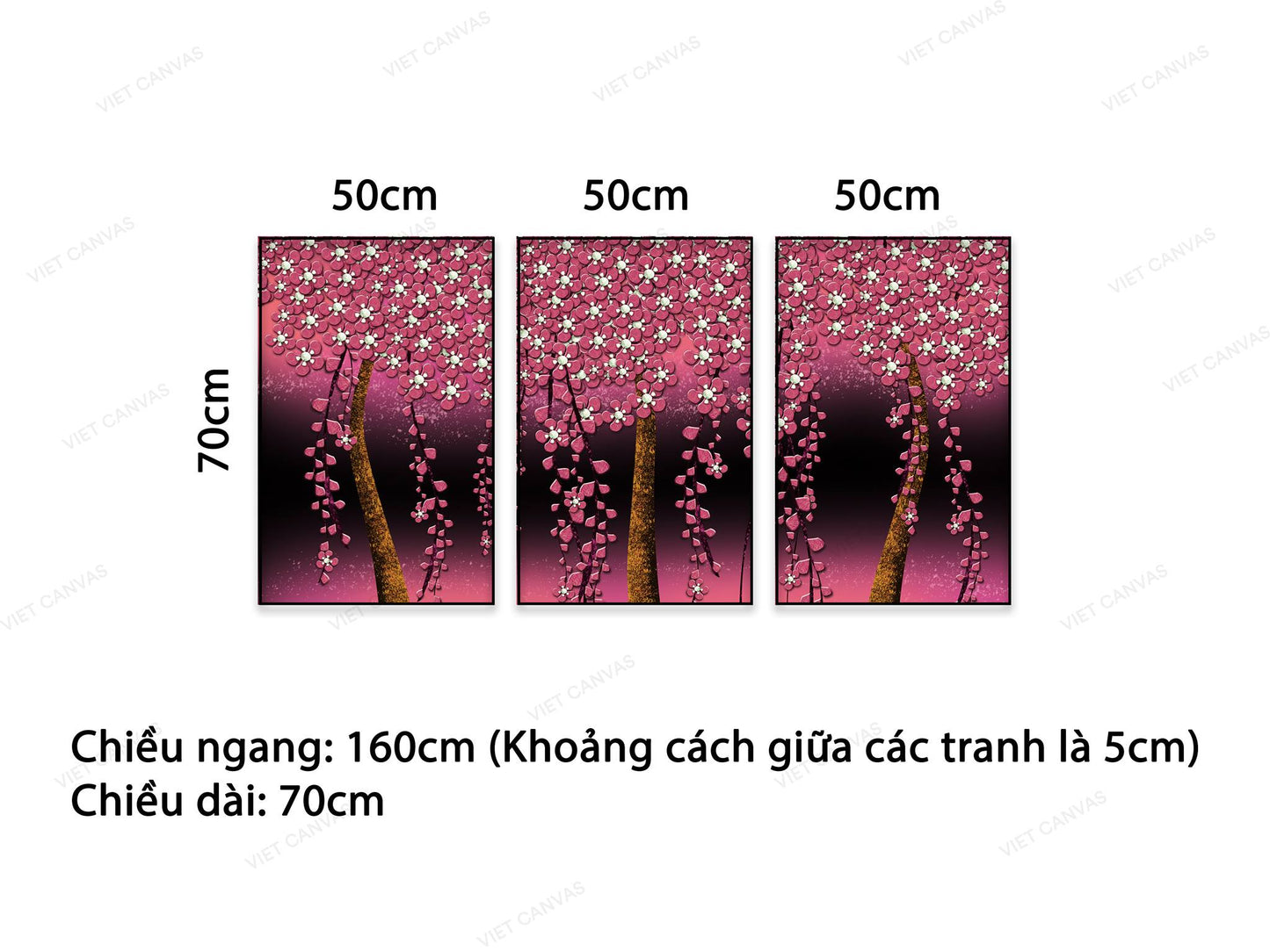 Bộ 3 Tranh Cây Hoa Hồng Nở Rộ - NT538