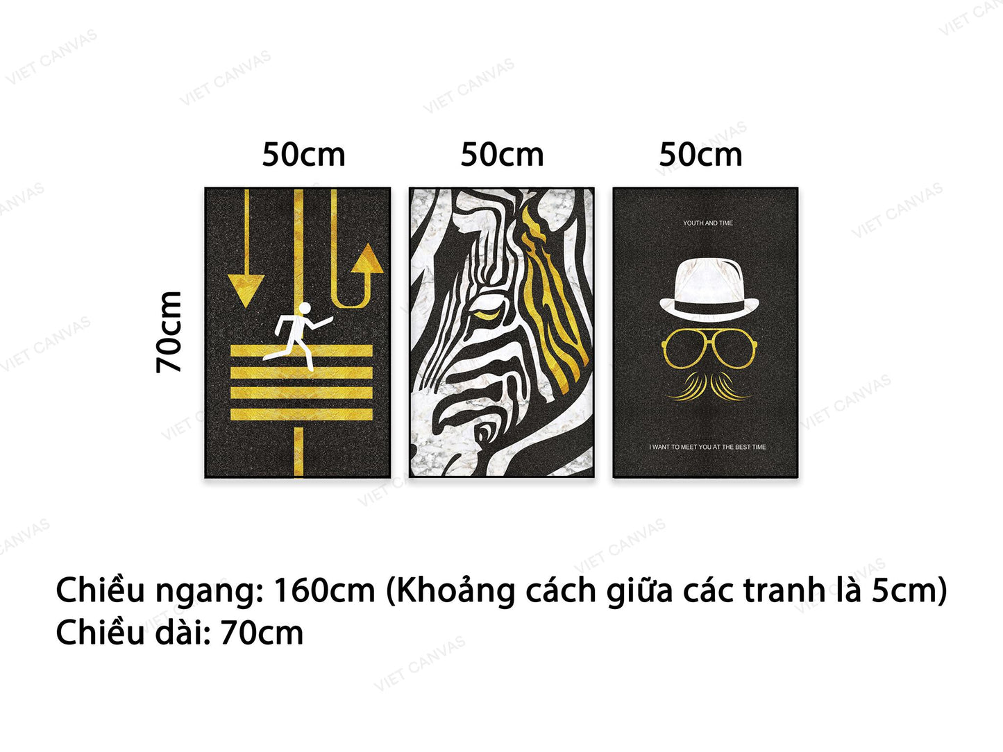 Bộ 3 Tranh Vạch Kẻ Đường, Người Đàn Ông Tàng Hình Và Trừu Tượng - NT525