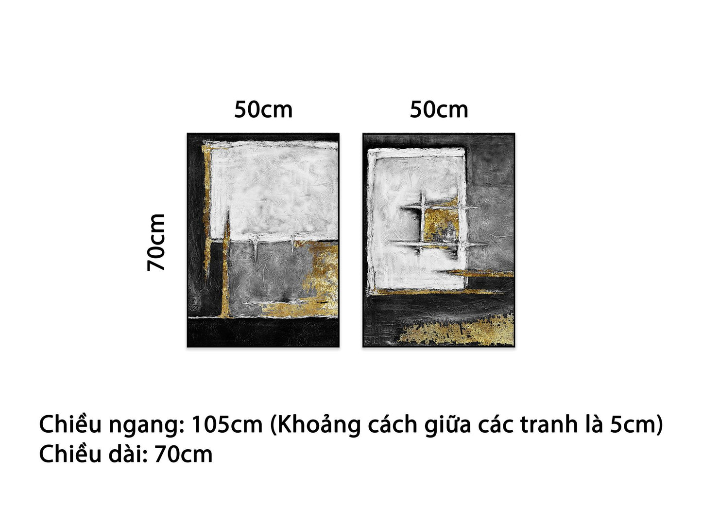 Bộ 2 Tranh Trừu Tượng Xám Vàng - NT485