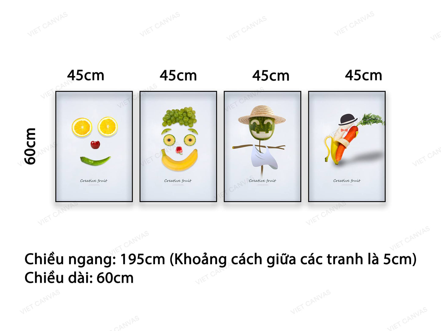 Bộ 4 Tranh Trái Cây Ngộ Nghĩnh - NT516