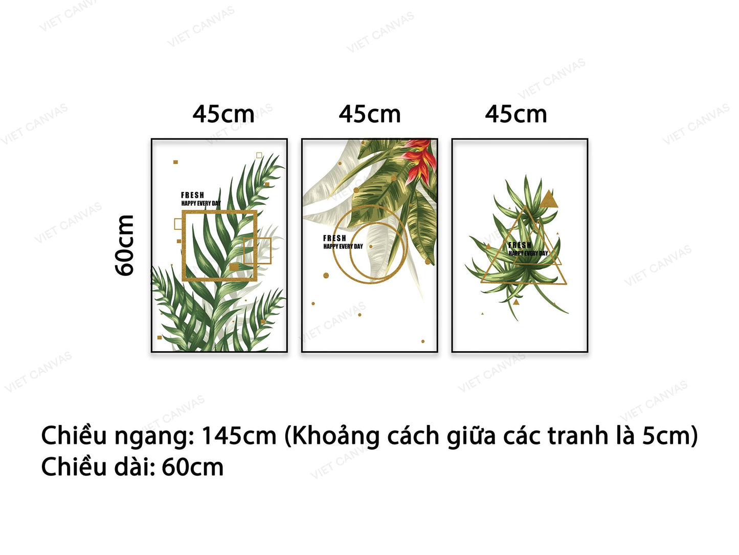 Bộ 3 Tranh Lá Cây Xanh - NT522