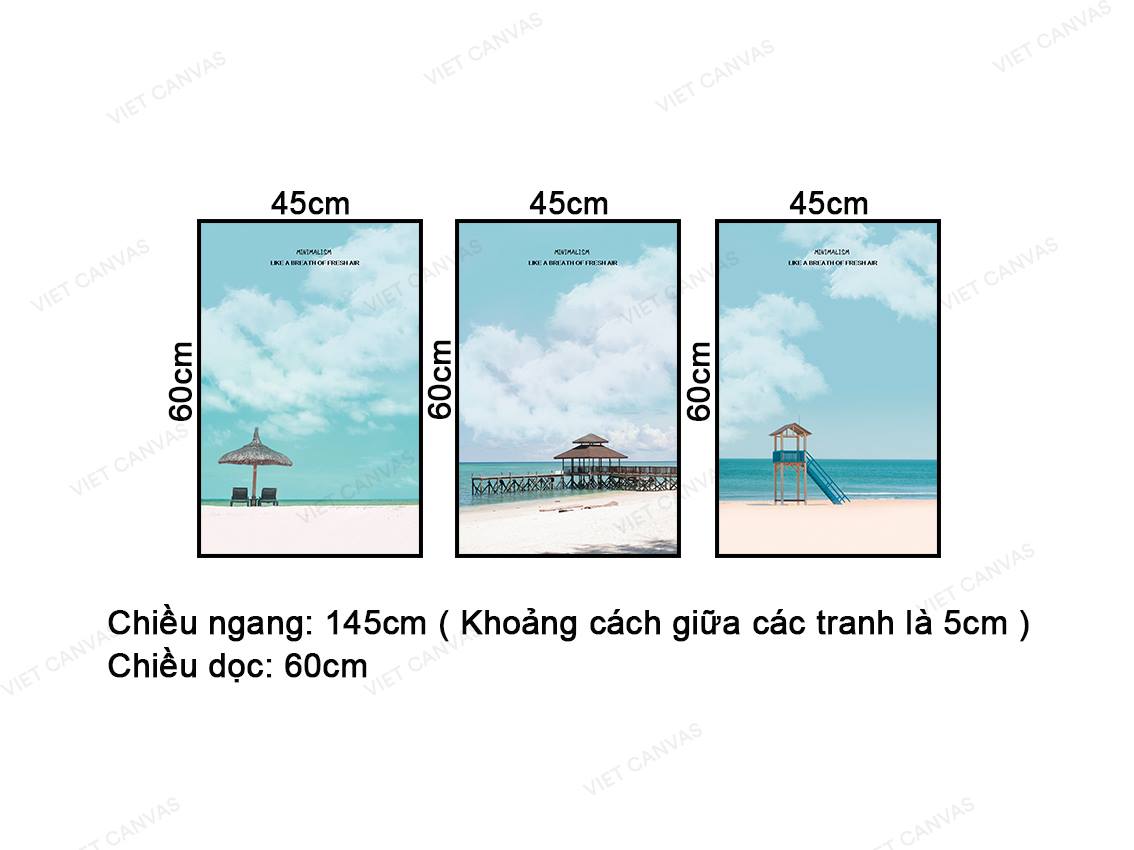Bộ 3 Tranh The Blue Sky And Beach - NT452
