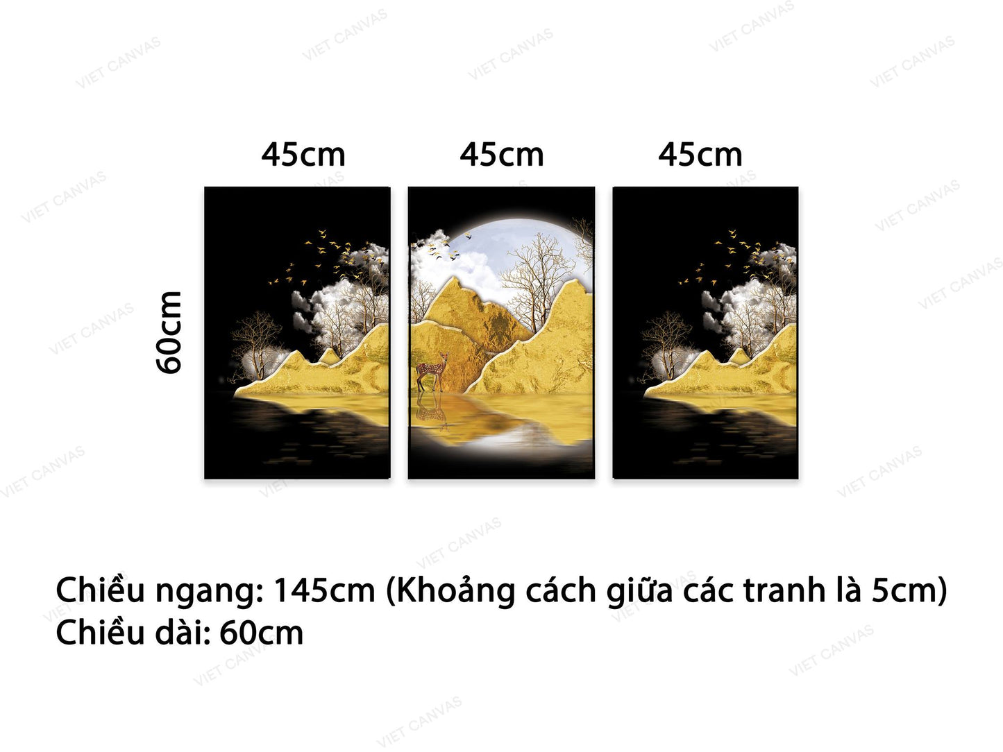 Bộ 3 Tranh Khung Cảnh Trong Rừng Thơ Mộng - NT535