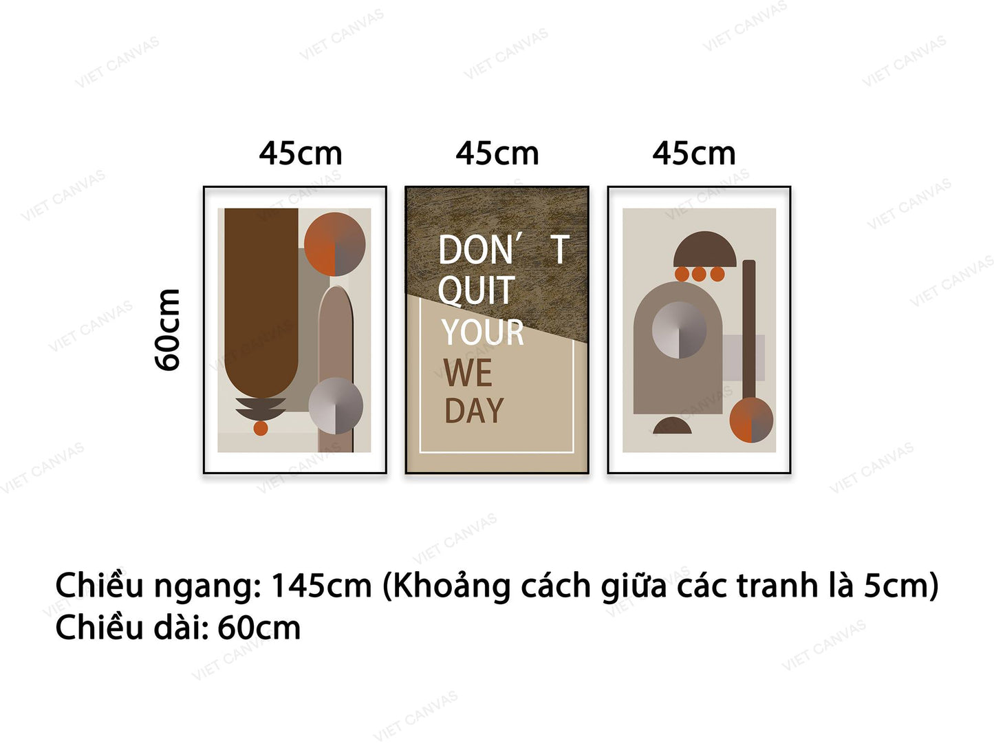 Bộ 3 Tranh Hình Học Và Quotes Don't Your Quit We Day - NT541