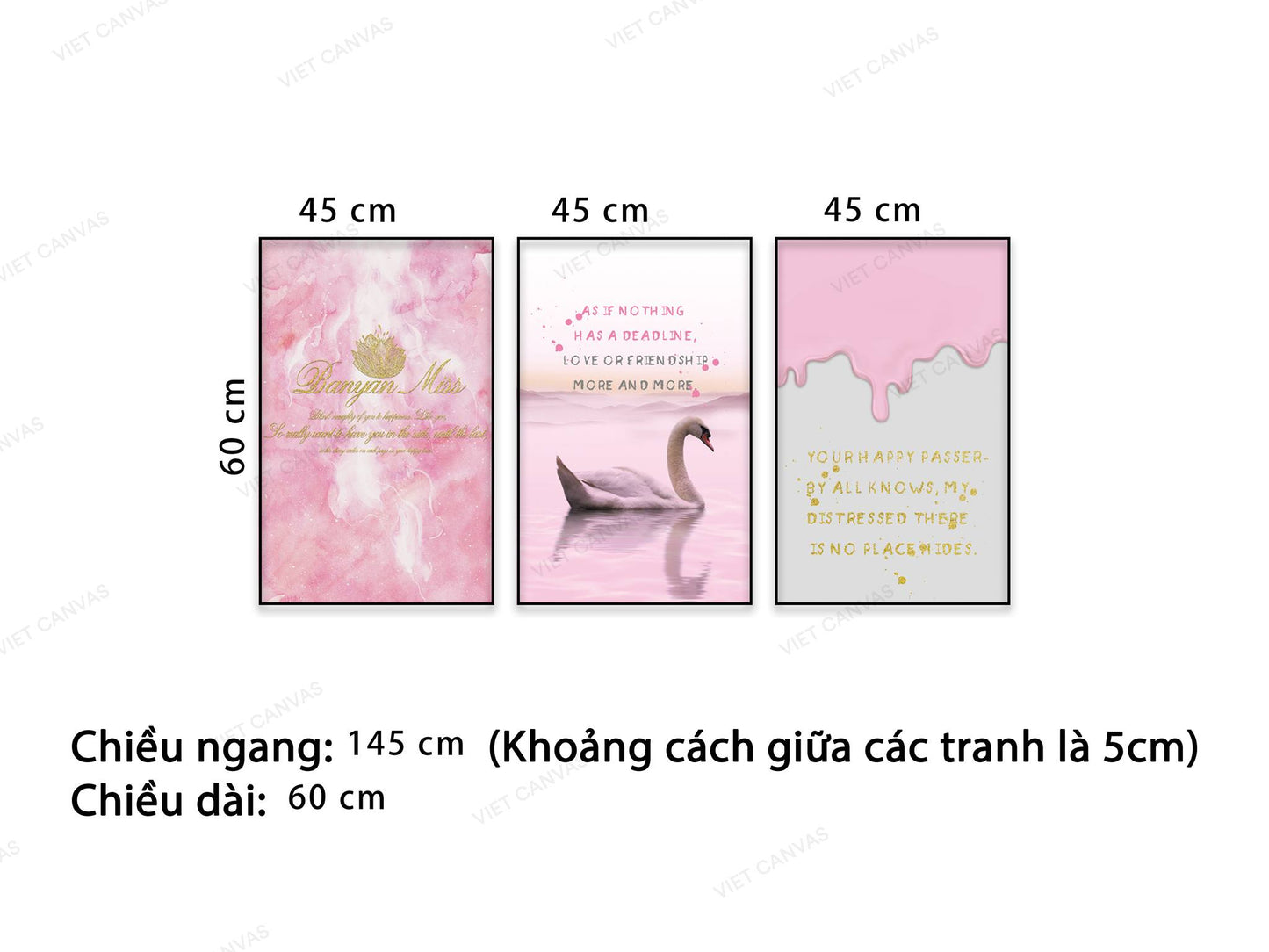 Bộ 3 Tranh Thiên Nga Và Trừu Tượng - NT504