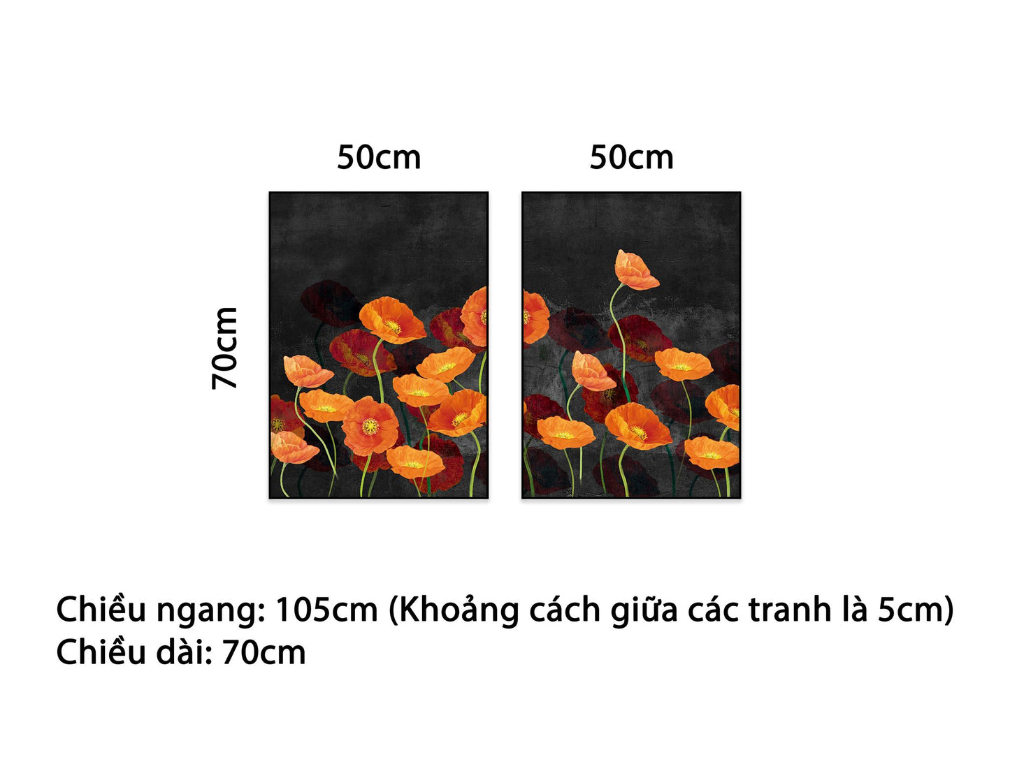 Bộ 2 Tranh Những Bông Hoa Sắc Cam - NT486
