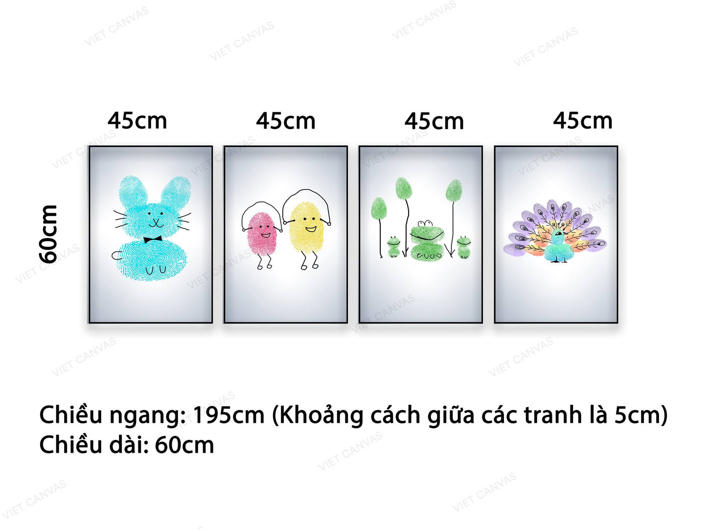 Bộ 4 Tranh Những Con Vật Hoạt Hình Ngộ Nghĩnh - NT520