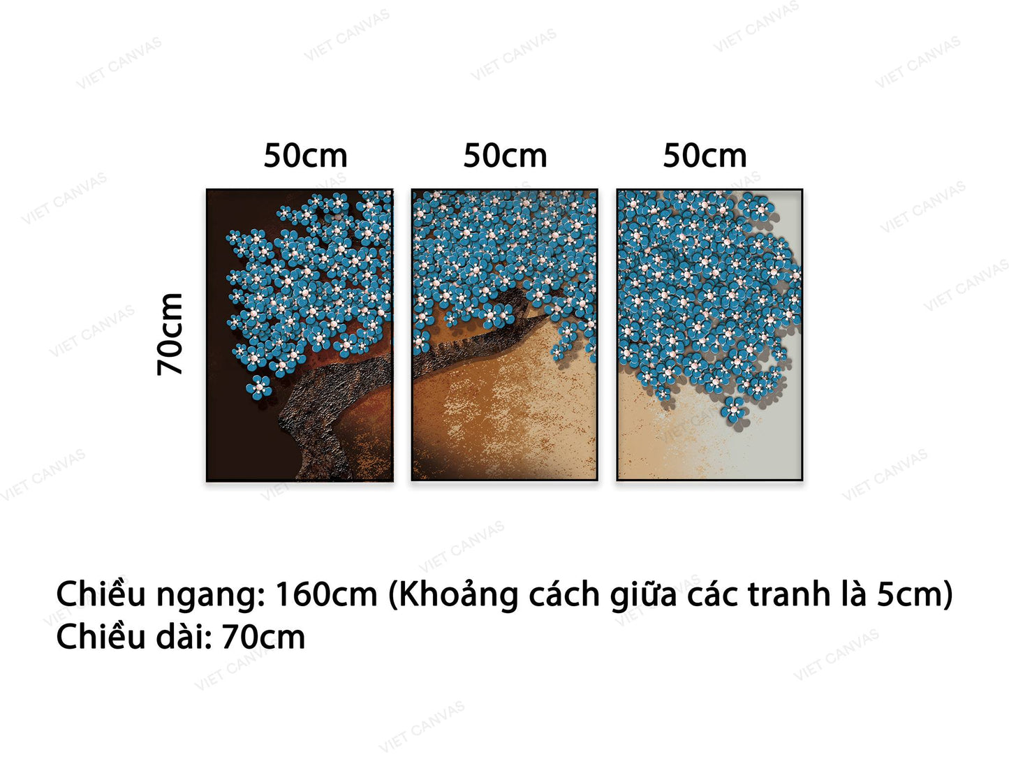 Bộ 3 Tranh Cây Hoa Xanh - NT539