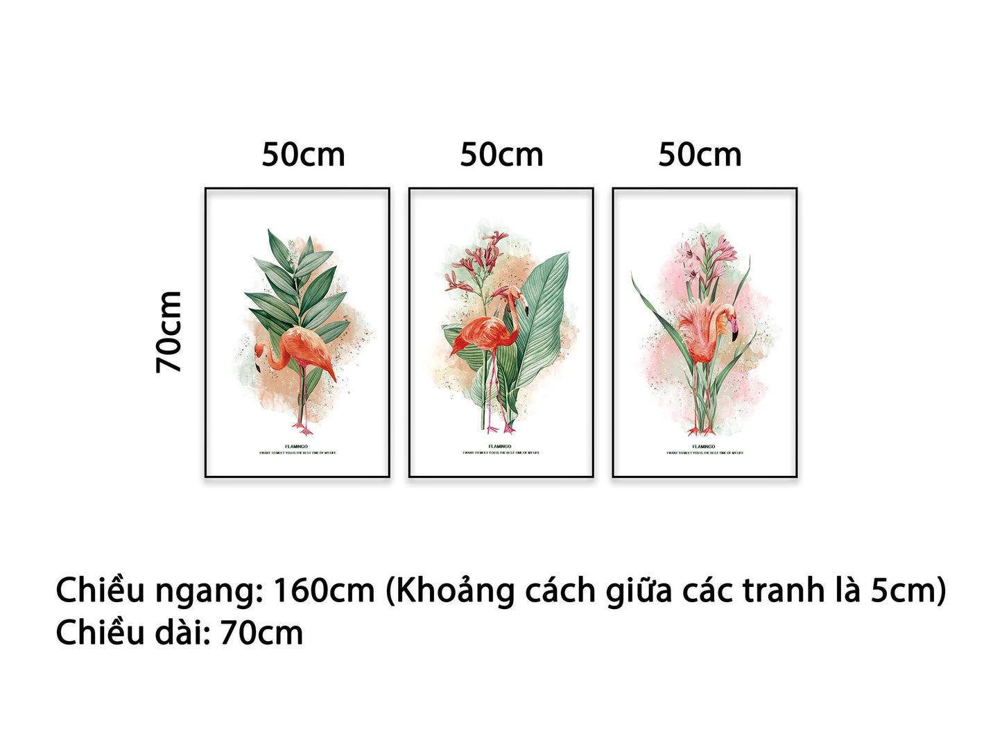 Bộ 3 Tranh Hồng Hạc Và Hoa Lá - NT403