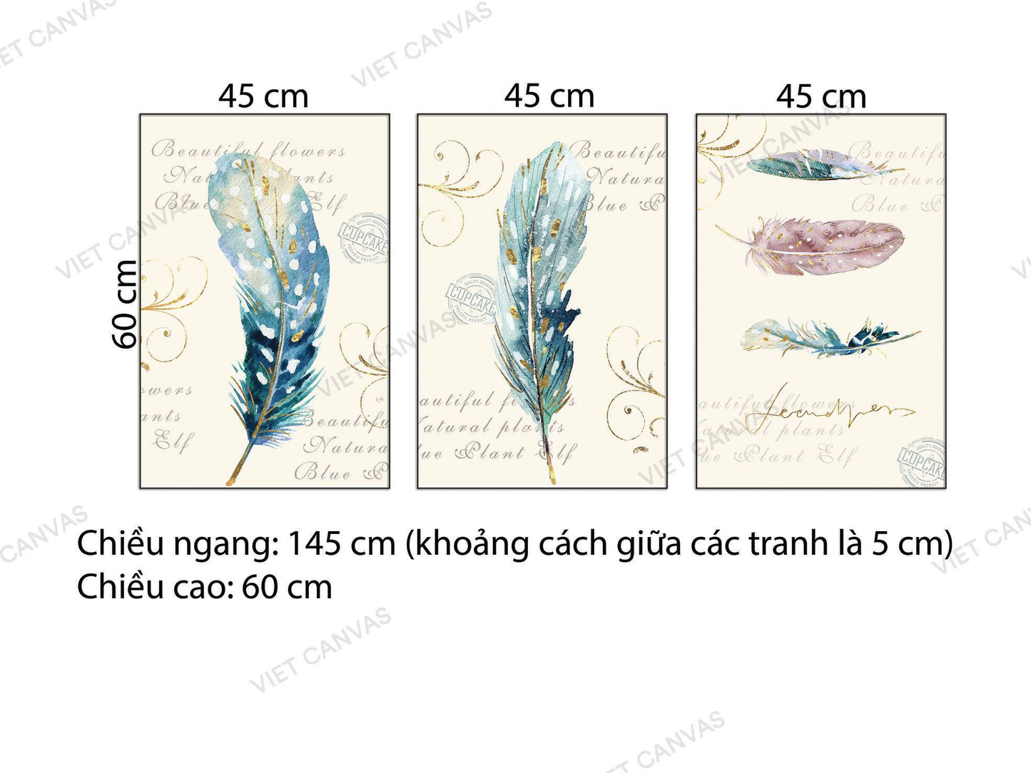 Bộ 3 Tranh Những Chiếc Lông Vũ - NT491