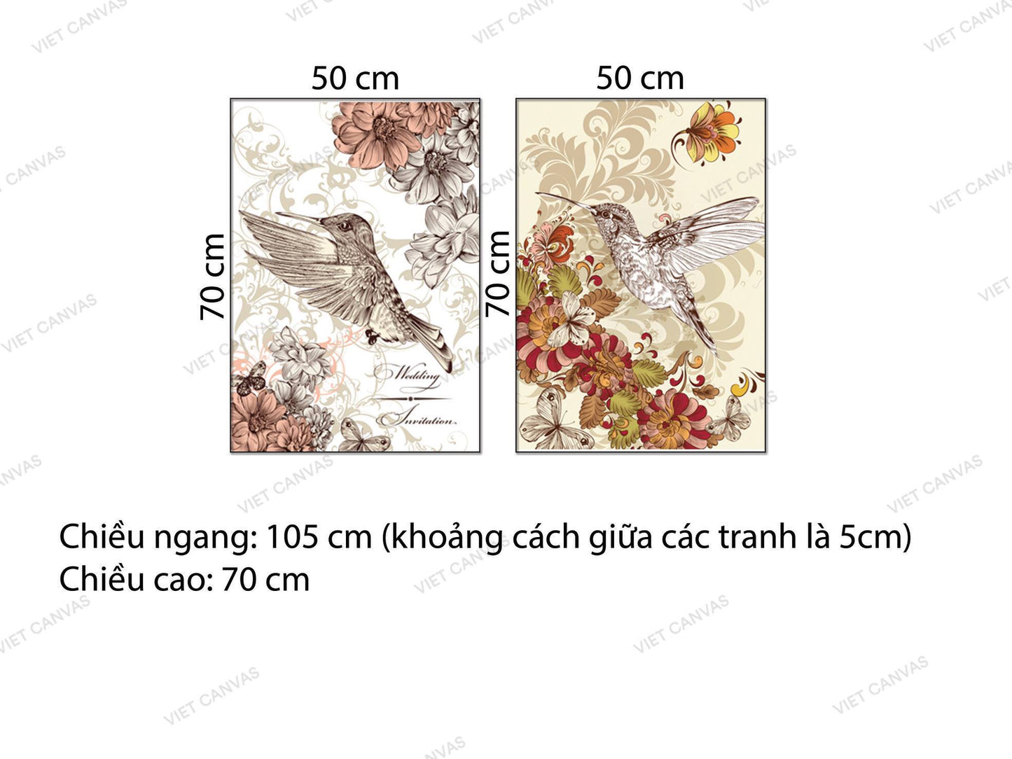 Bộ 2 Tranh Hoa Và Chim - NT635