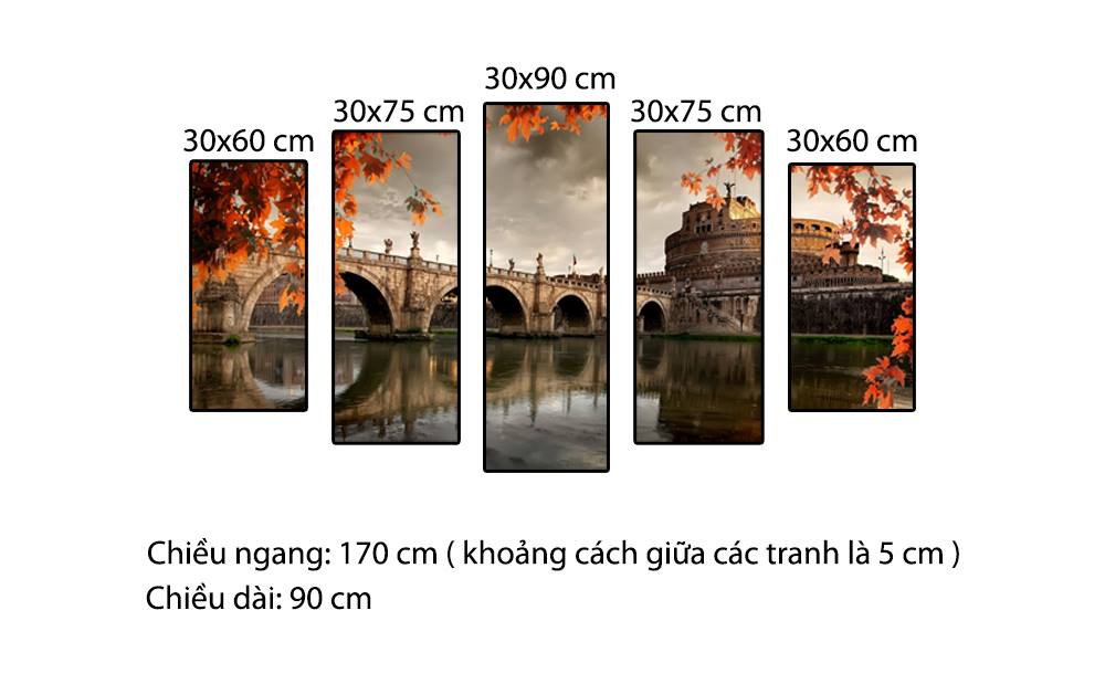 Bộ 5 Tranh Chiếc Cầu Mùa Thu - HD955
