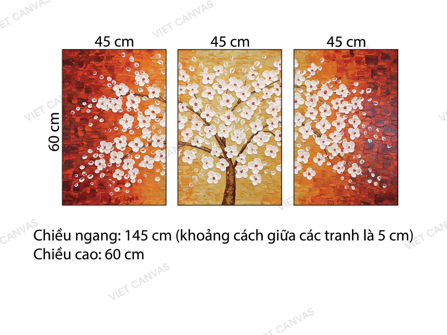 Bộ 3 Tranh Cây Hoa Trắng - NT708
