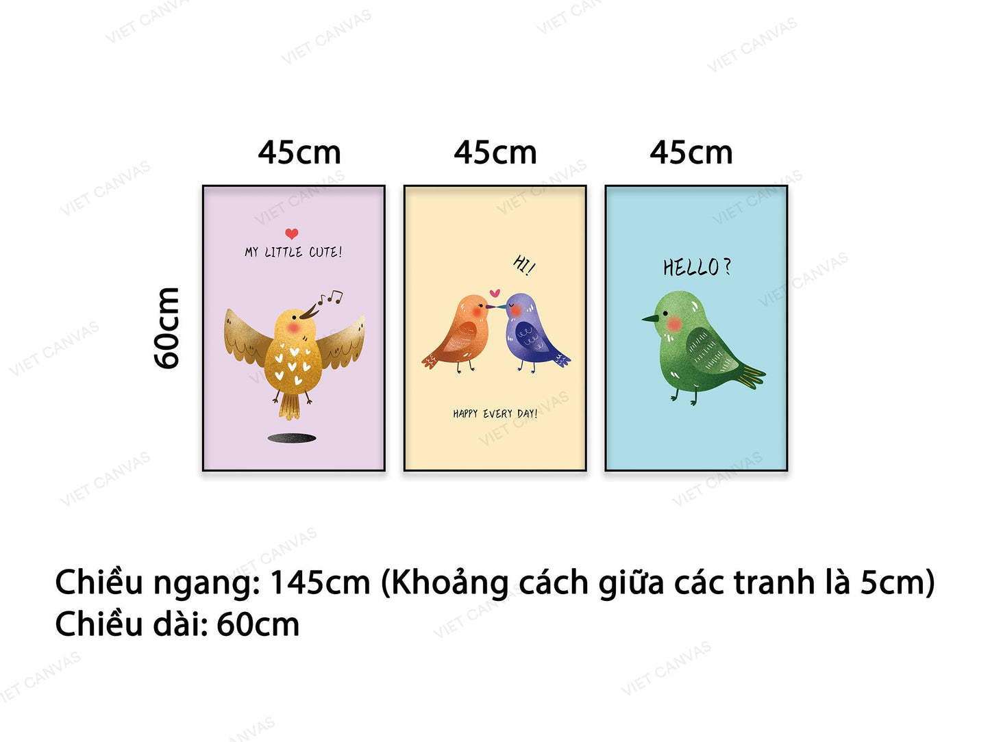 Bộ 3 Tranh Những Chú Chim Xinh - NT507