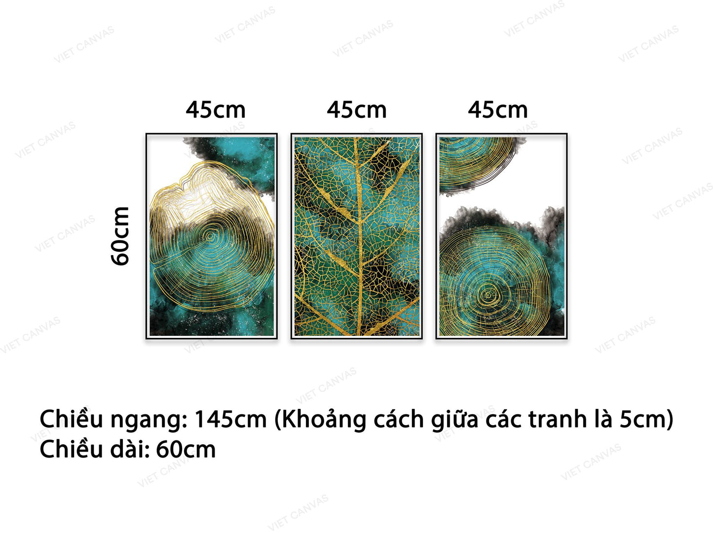 Bộ 3 Tranh Vân Gỗ Và Vân Lá Cây - NT540