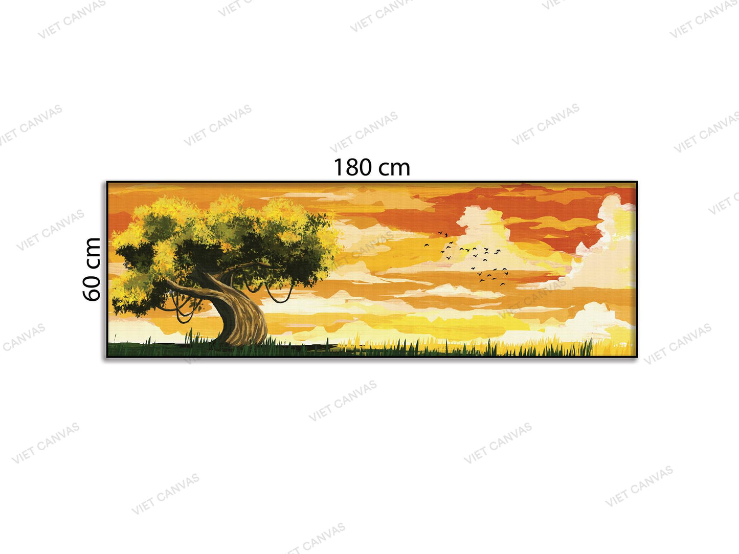 Tranh Cây Cổ Thụ Giữa Cánh Đồng - NT634