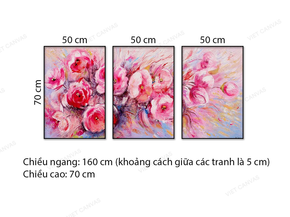 Bộ 3 Tranh Cành Hoa Rực Rỡ - NT465
