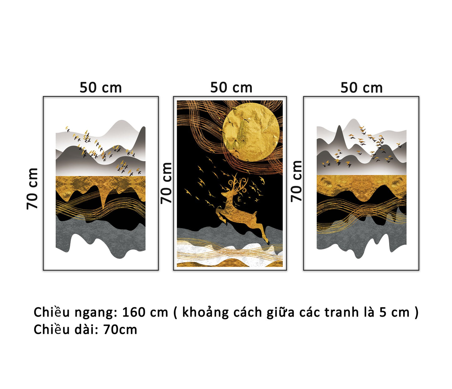 Bộ 3 Tranh Chú Hươu Giữa Rừng - HD931