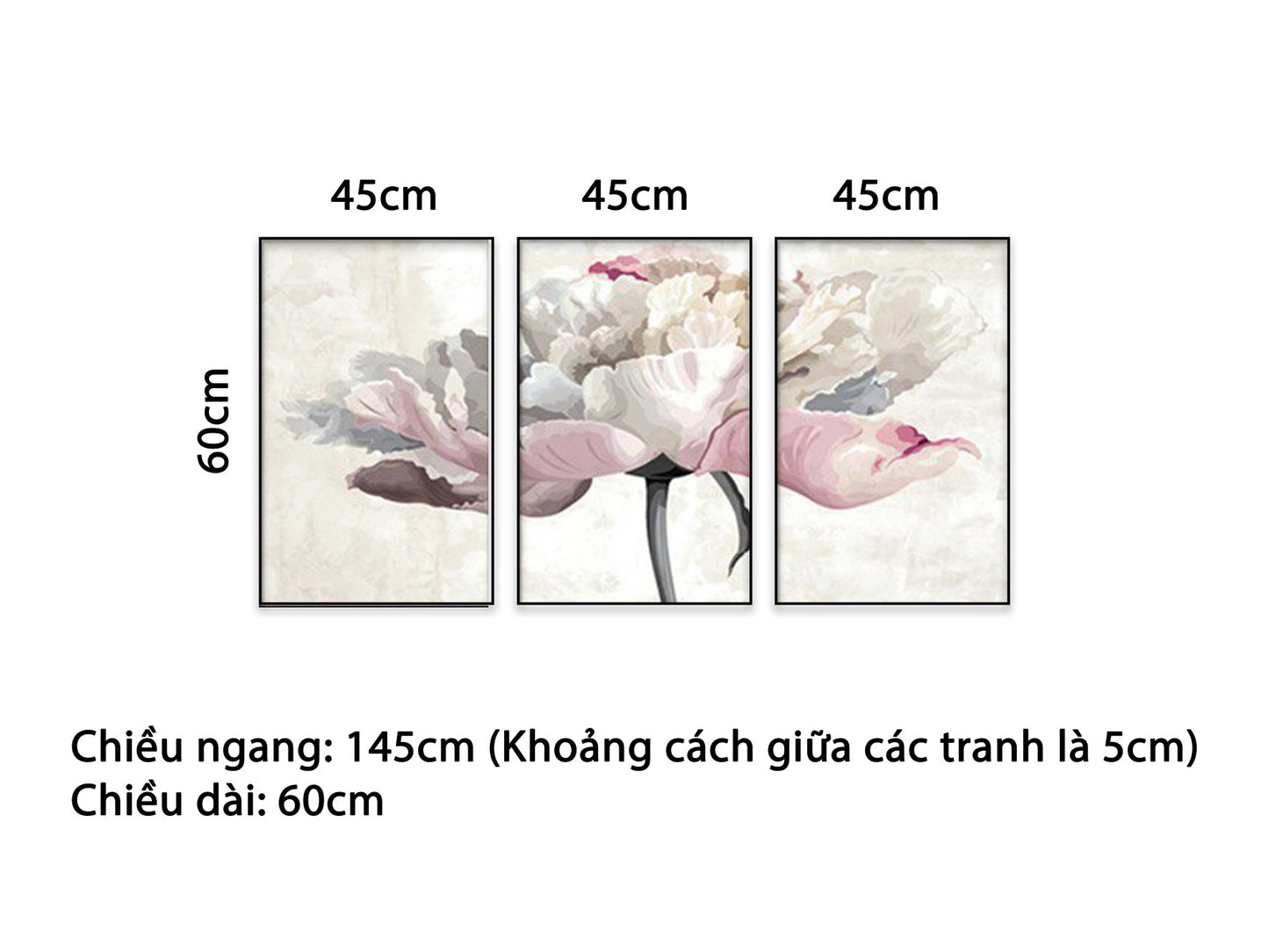 Bộ 3 Tranh Bông Hoa Hữu Tình - NT012