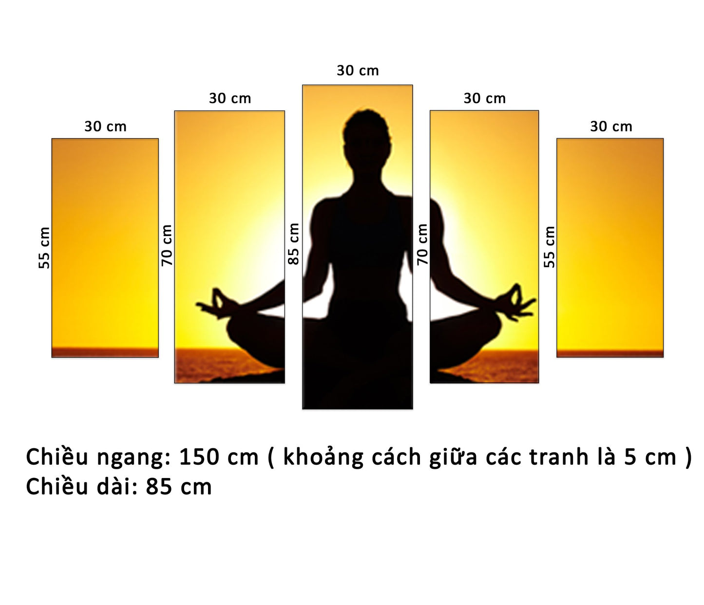 Bộ 5 Tranh Ngồi Thiền - HD910