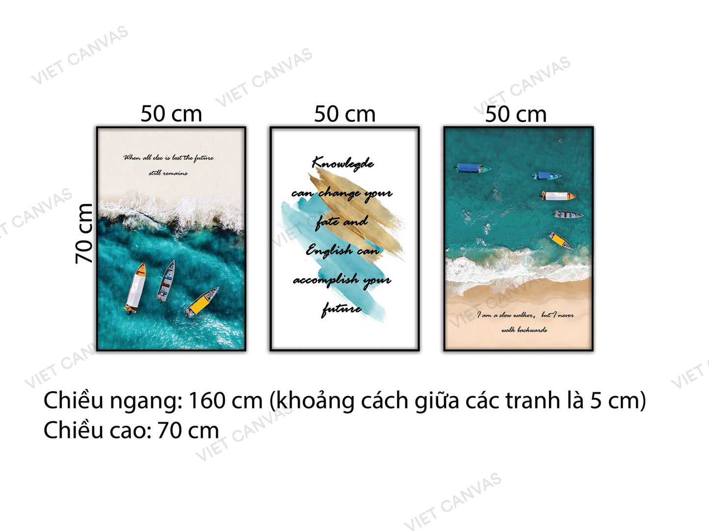 Bộ 3 Tranh Bãi Biển Và Quotes - NT647