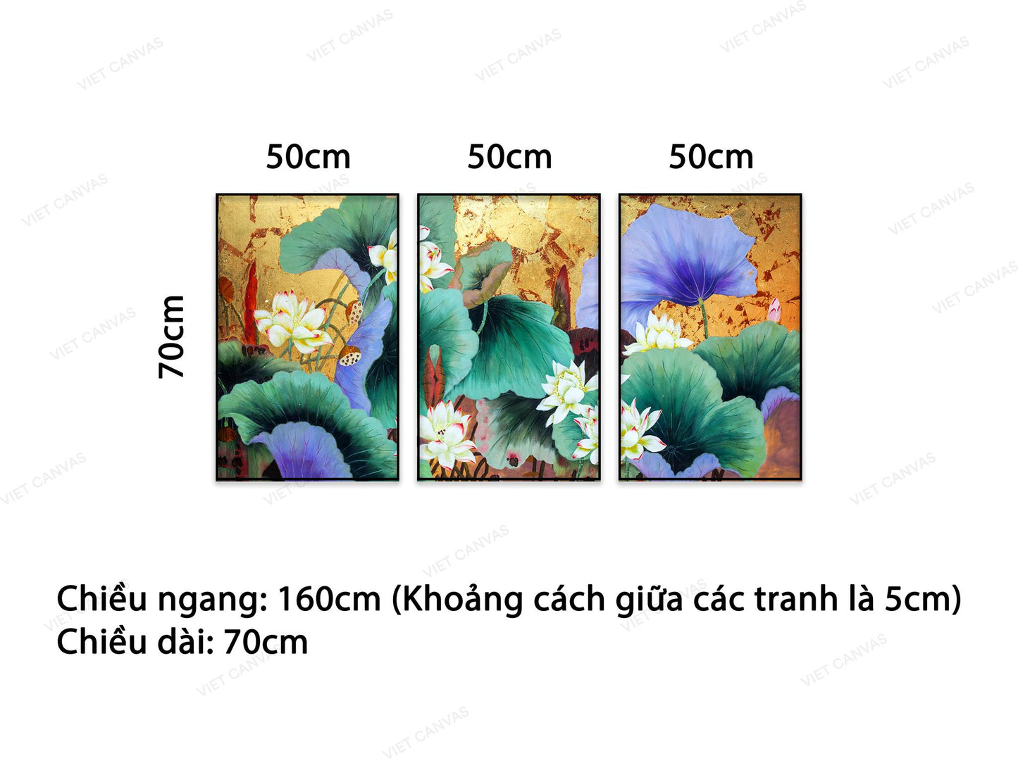 Bộ 3 Tranh Hồ Sen Đa Sắc Màu - NT550