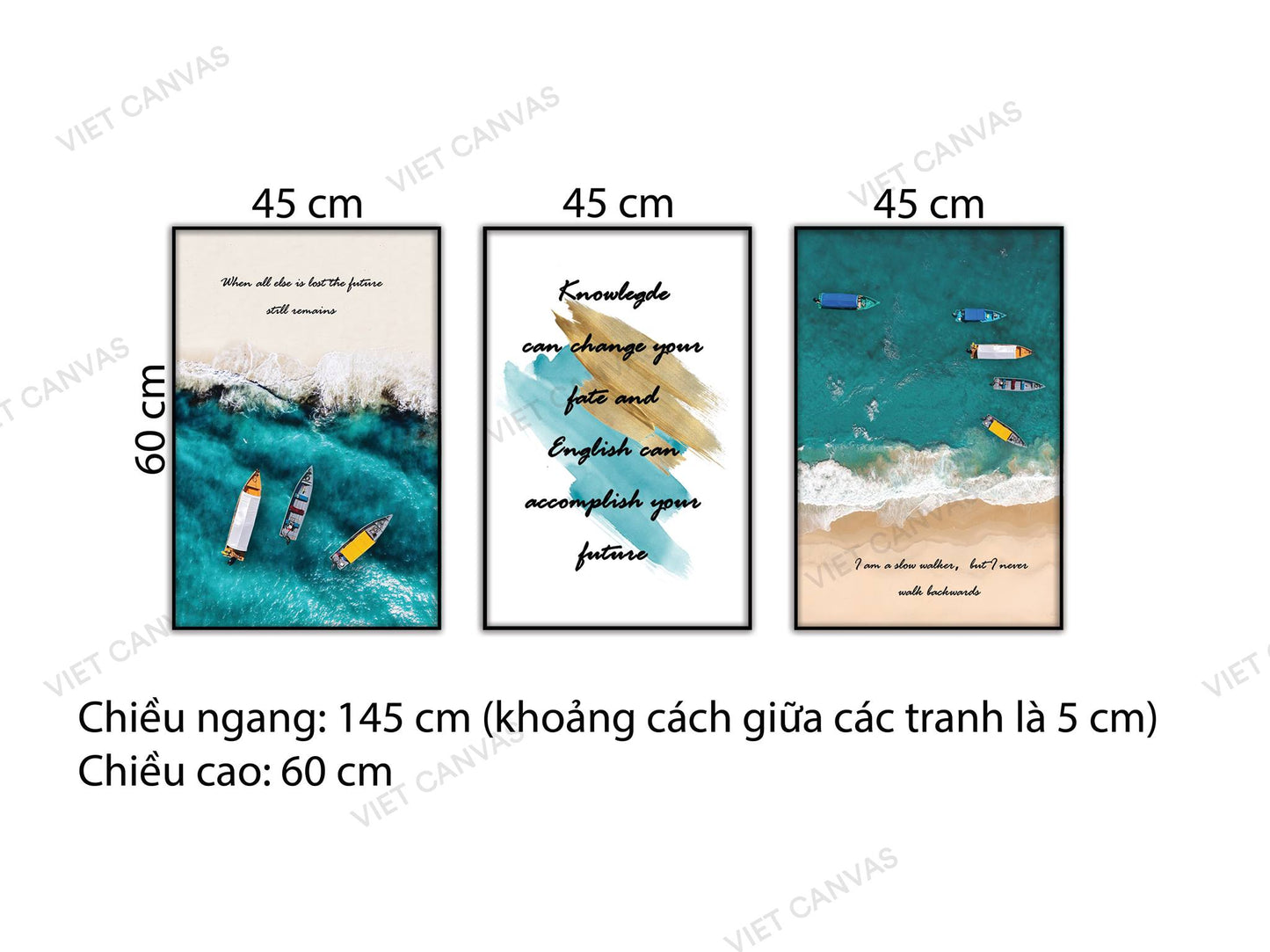 Bộ 3 Tranh Bãi Biển Và Quotes - NT647