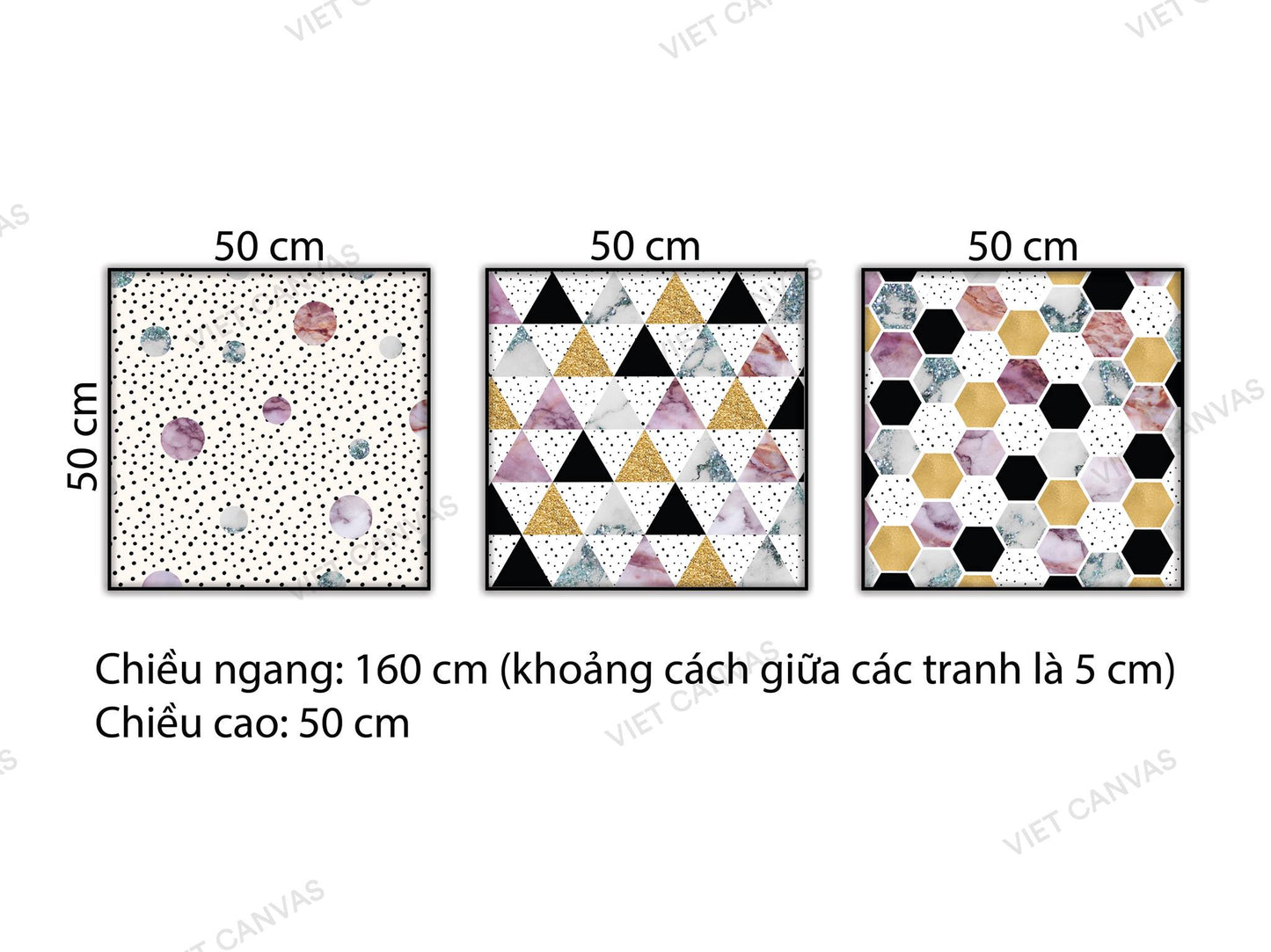 Bộ 3 Tranh Ô Hình Nghệ Thuật - NT650