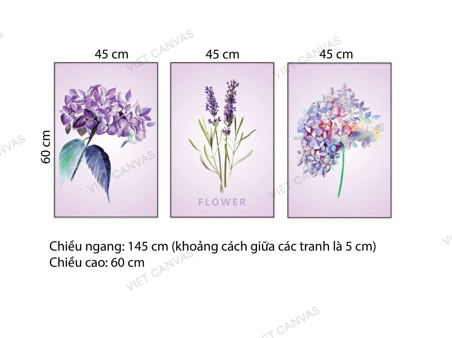 Bộ 3 Tranh Hoa Tím Sang Trọng - NT637