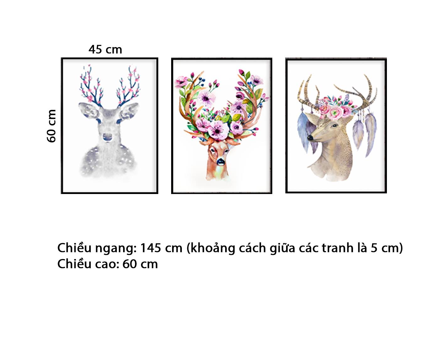 Bộ 3 Tranh Sừng Nai - HD296