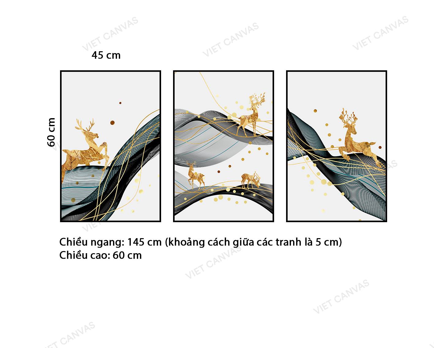 Bộ 3 Tranh Hươu Vàng - NT707
