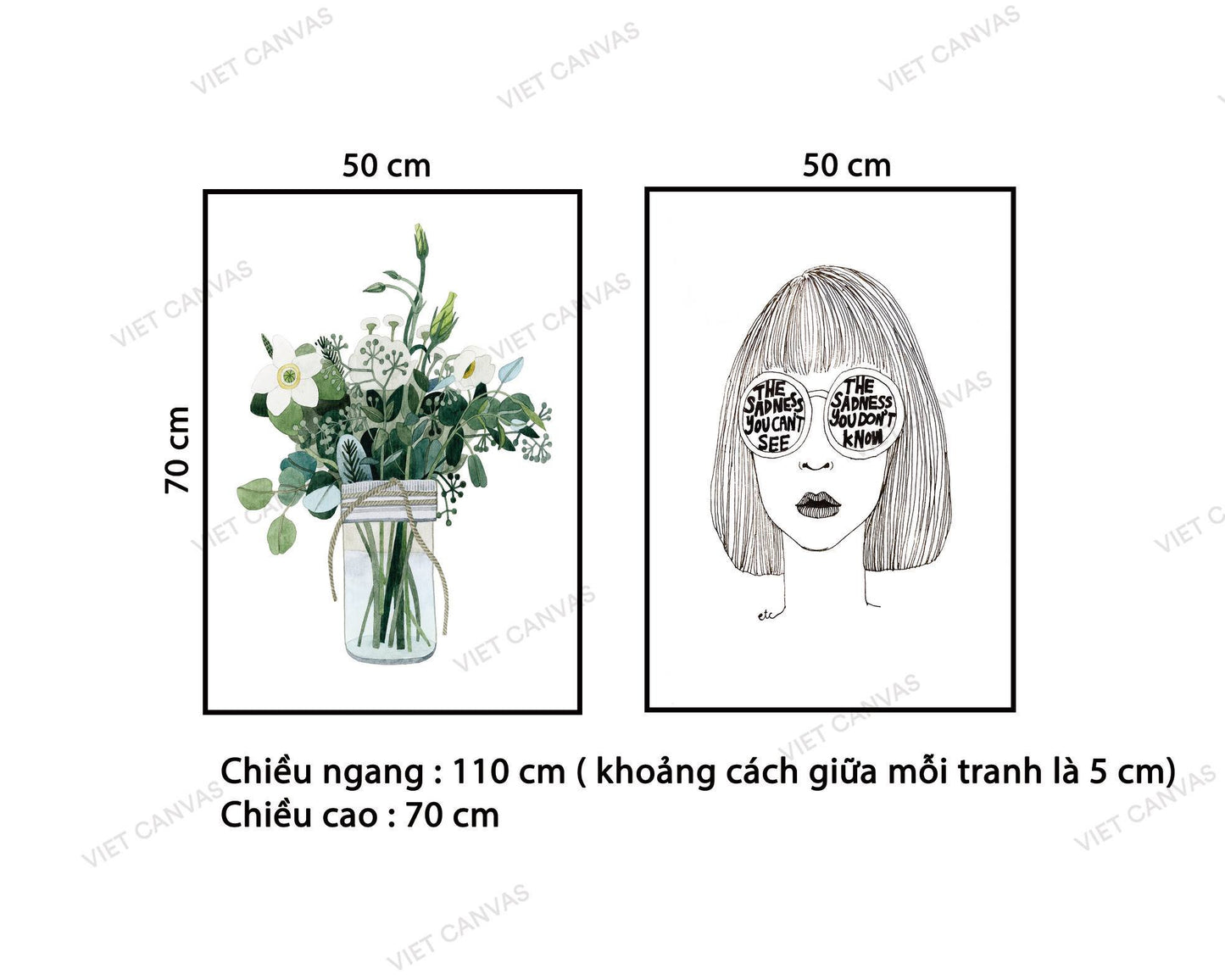 Bộ 2 Tranh Cô Gái Điệu Đà Và Lọ Cây Xanh - NT737