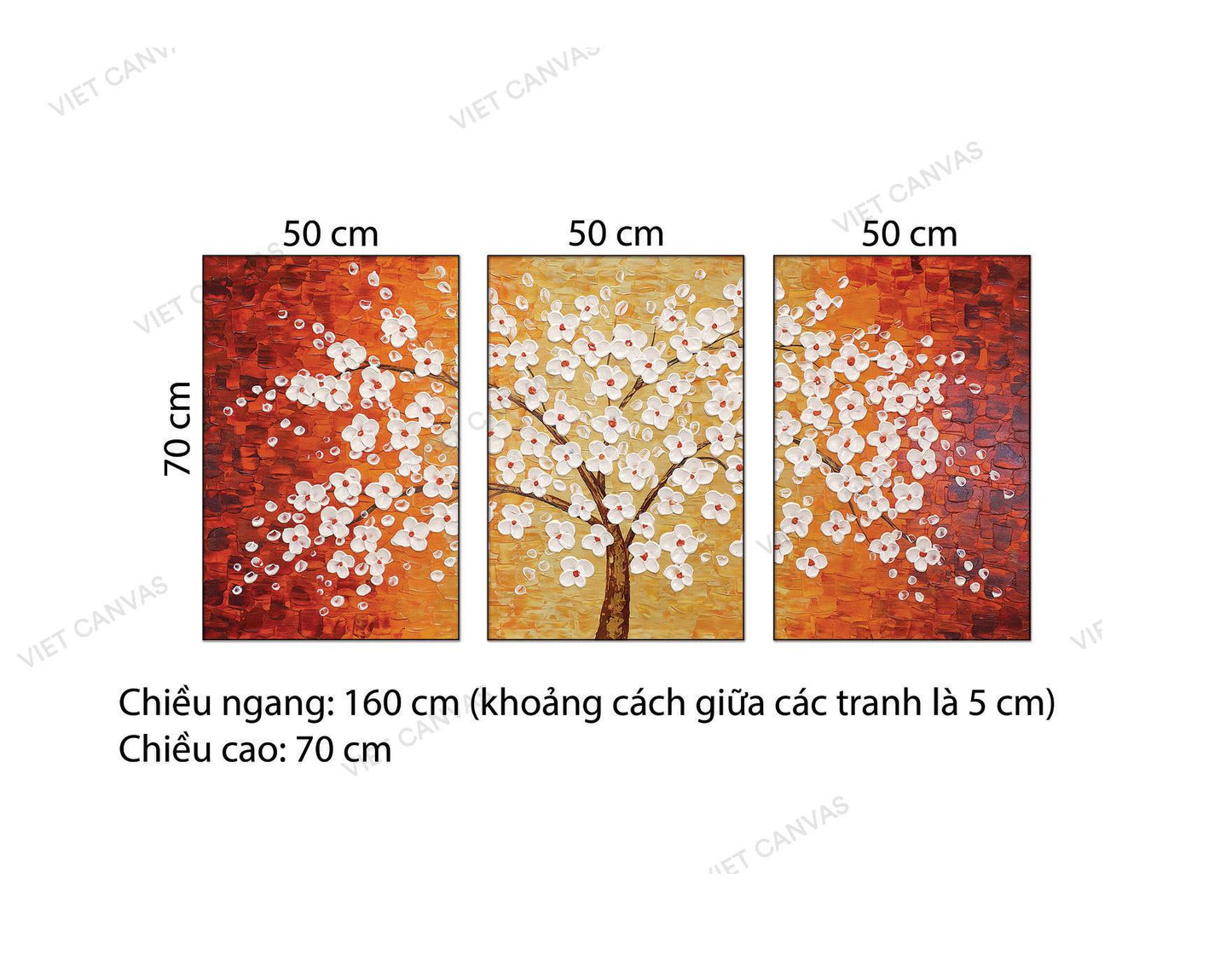 Bộ 3 Tranh Cây Hoa Trắng - NT708