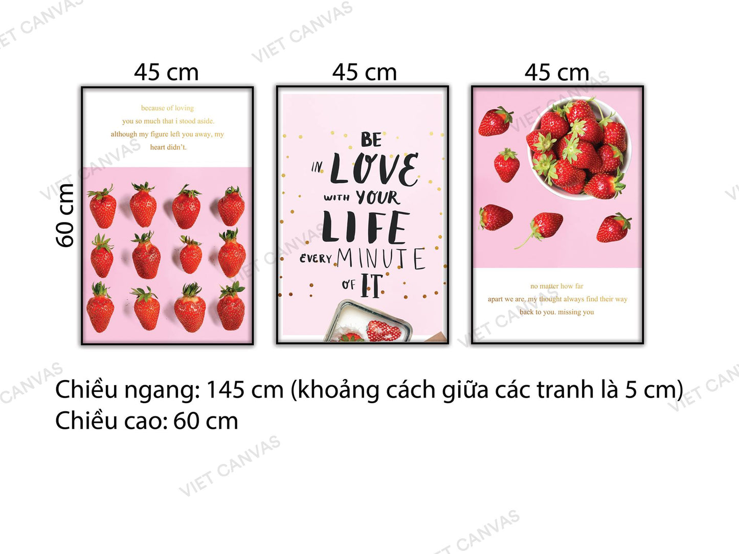 Bộ 3 Tranh Những Quả Dâu Xinh Và Quotes - NT727