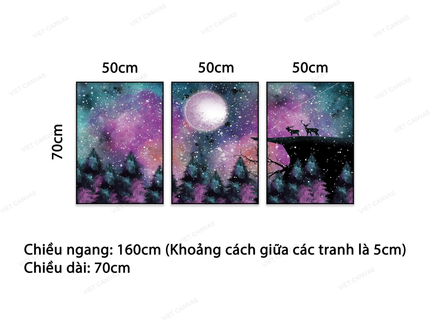 Bộ 3 Tranh Khu Rừng Tím Mộng Mơ - NT800