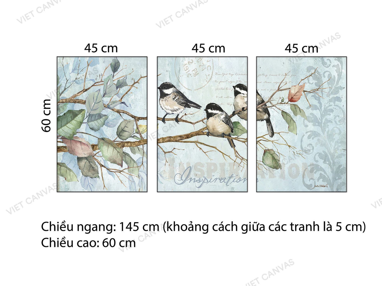 Bộ 3 Tranh Gia Đình Chim Sẻ - NT545