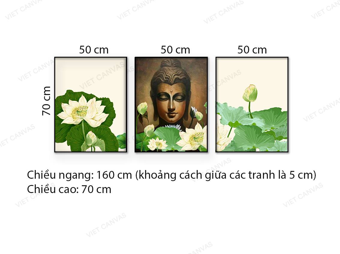 Bộ 3 Tranh Đức Phật Và Hoa Sen - NT751