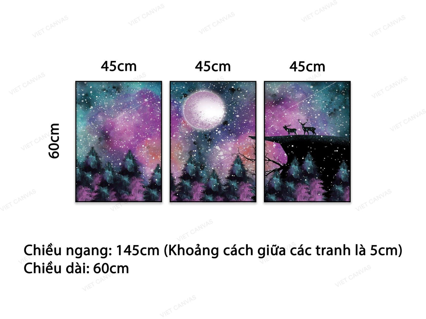 Bộ 3 Tranh Khu Rừng Tím Mộng Mơ - NT800