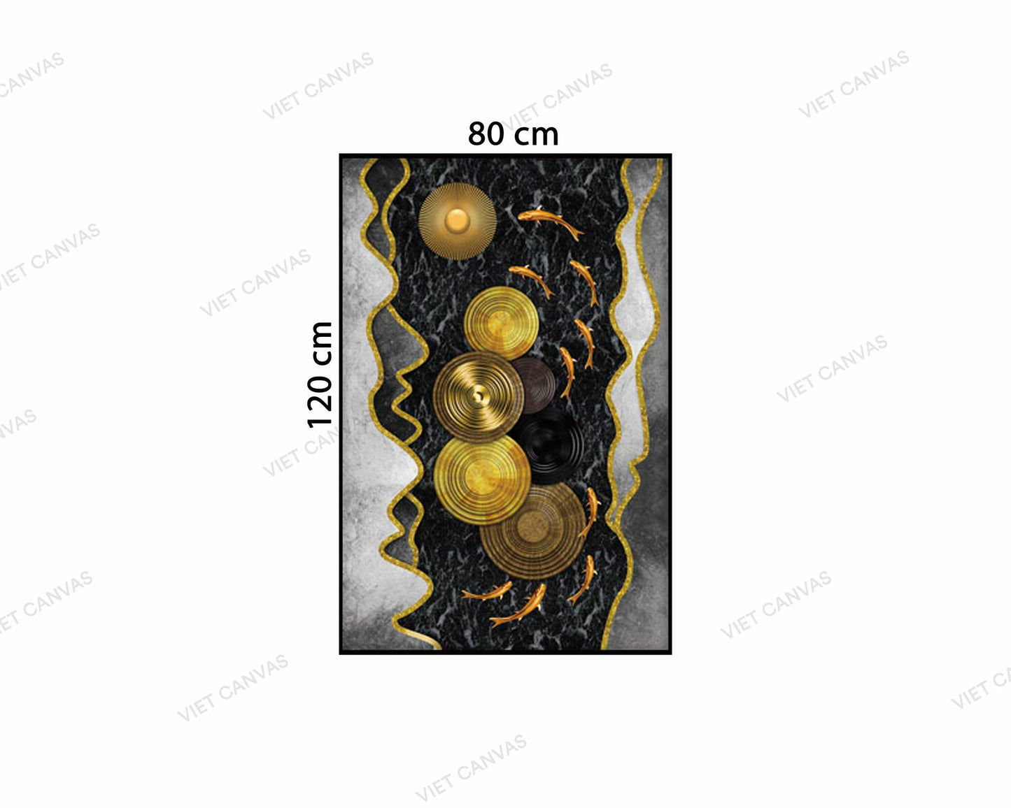 Tranh Đàn Cá Bên Vân Gỗ - NT700