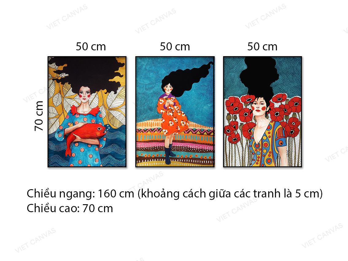 Bộ 3 Tranh Những Cô Gái - NT551