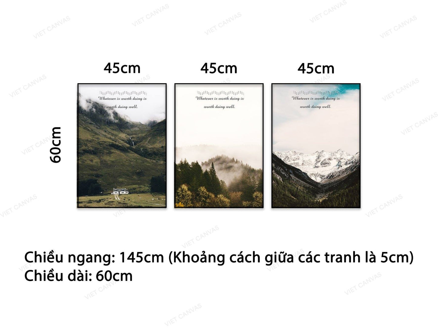 Bộ 3 Tranh Đồi Núi Sương Mù - NT820