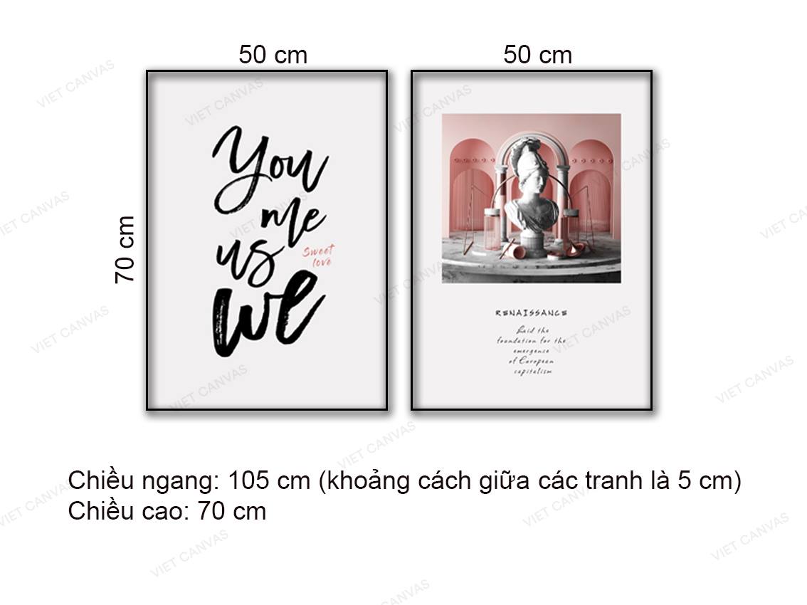 Bộ 2 Tranh Bức Tượng Và Quotes - NT544