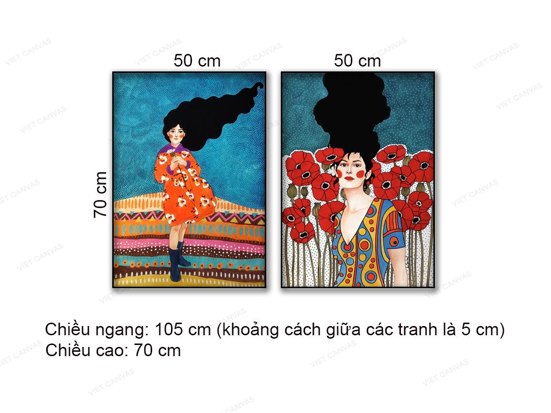 Bộ 2 Tranh Cô Gái Cá Tính - NT759