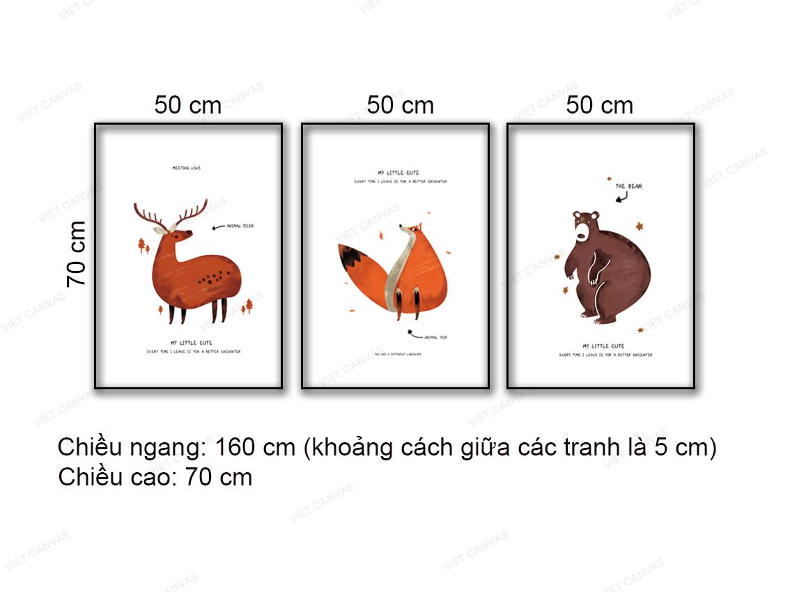 Bộ 3 Tranh Những Con Vật Đáng Yêu - NT774