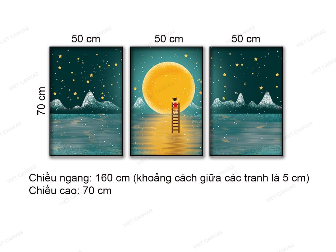 Bộ 3 Tranh Ánh Trăng Trẻ Thơ - NT777