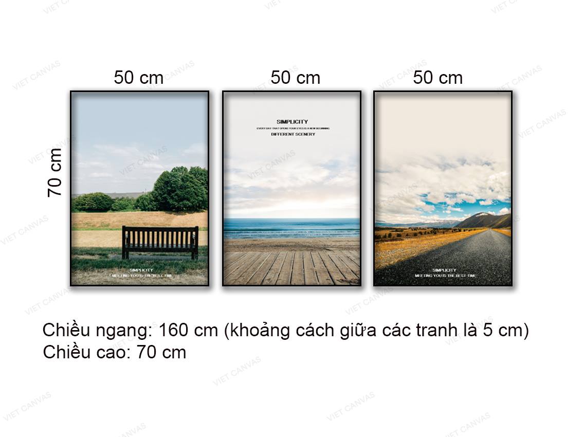 Bộ 3 Tranh Khu Rừng, Biển Cả Và Bầu Trời - NT772